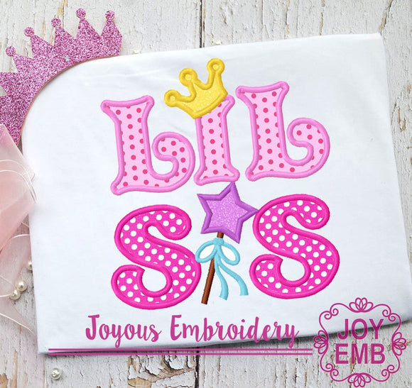 Little Sister With Crown Applique Machine Embroidery Design NO:1288