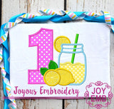 Lemonade Jar applique,First Birthday applique Machine embroidery design NO:2118